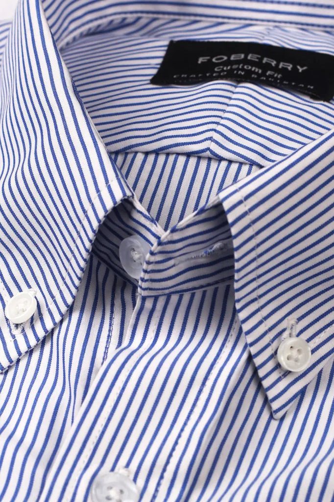 Soft Blue Pen Stripes Shirt Foberry