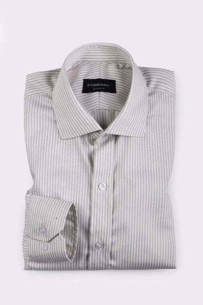 Grey Striped - Easy Care Shirt Foberry