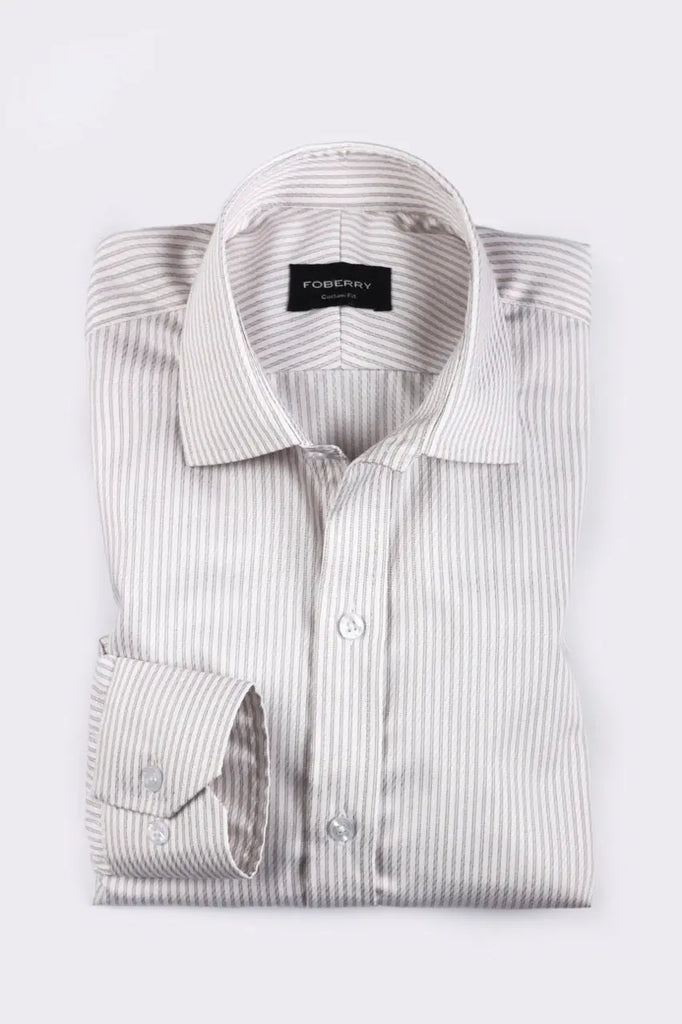 Grey Striped - Easy Care Shirt Foberry