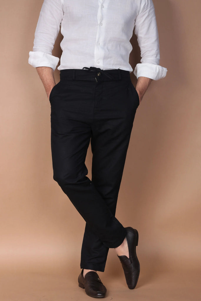 Jet Black Linen Trouser Foberry