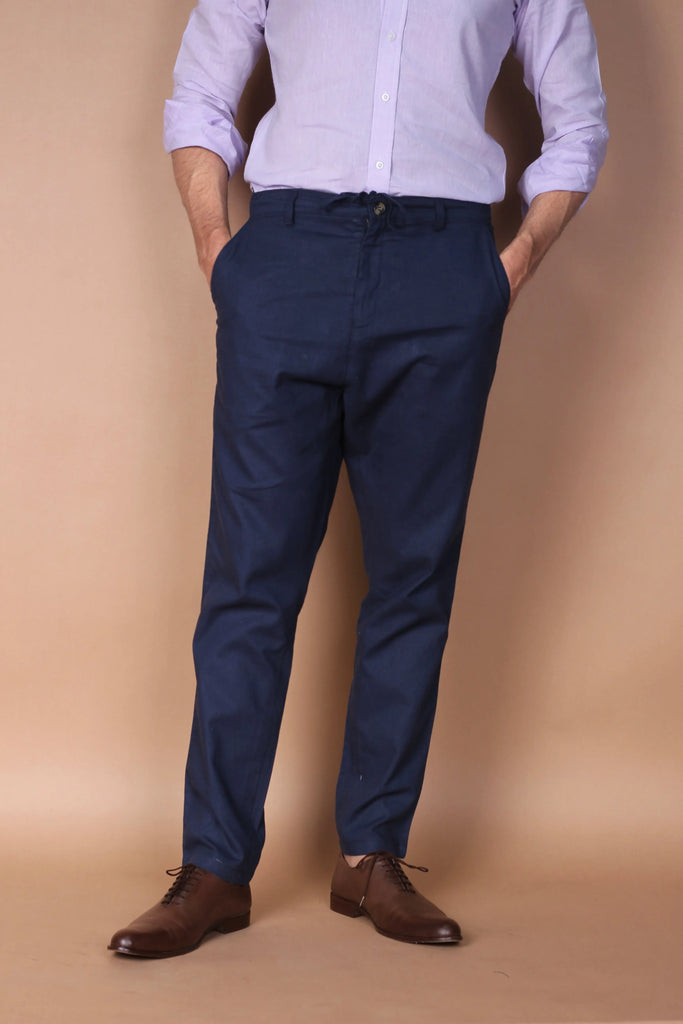 Navy Blue Linen Trouser Foberry