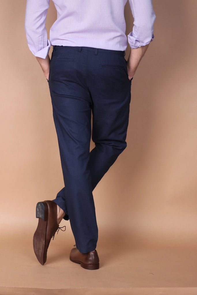 Navy Blue Linen Trouser Foberry