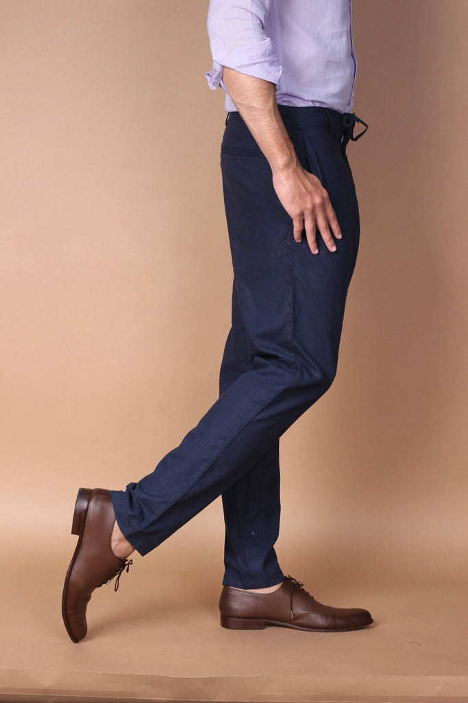 Navy Blue Linen Trouser Foberry